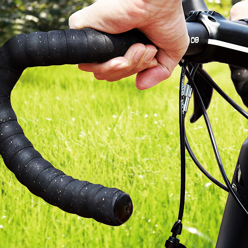 Bike Handlebar Tapes, Cork Bike Handlebar Tape, Bicycle Bar Tape, Cycling Handle Wraps, Road Bike Handlebar Tape (Black/Wood Color) - BeesActive Australia