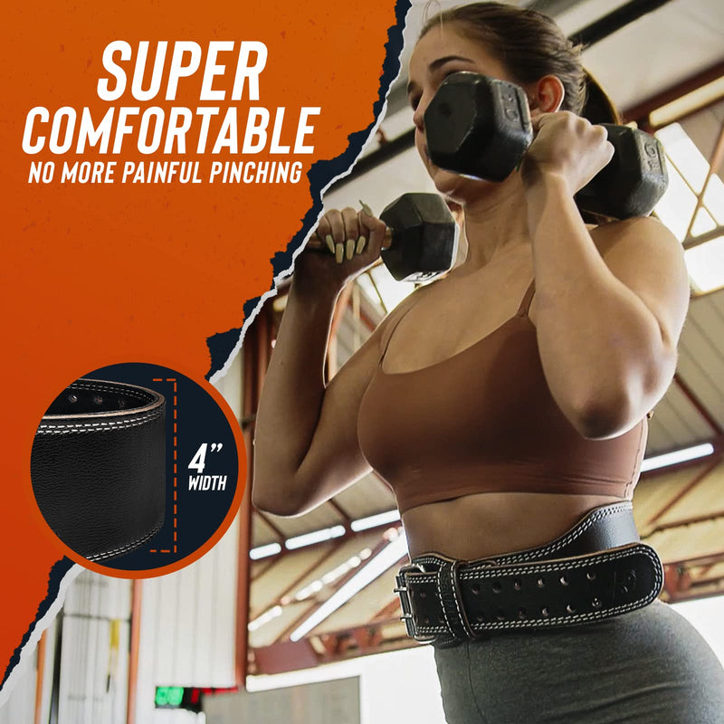Weight Lifting Belt (4" Wide) - Premium Weightlifting Belt for Men & Women - Workout Gym Belt for Functional Fitness & Olympic Lifting Athletes - Perfect Support for Squat & Deadlift Training Belt Small Black/White - BeesActive Australia