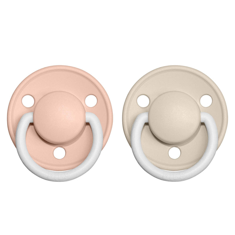 BIBS Pacifiers - De Lux Collection | BPA-Free Baby Pacifier | Made in Denmark | Set of 2 Blush Night/Vanilla Night Color Premium Soothers | Size One Size - BeesActive Australia