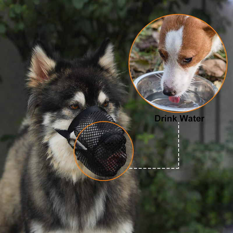 Breathable Mesh Dog Muzzle, Poisoned Bait Protective Muzzle for Dogs to Prevent Biting and Barking S Black - BeesActive Australia