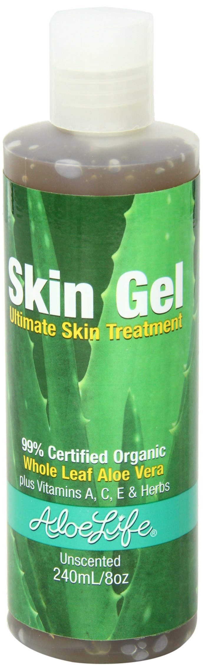 Aloe Life - Skin Gel and Herbs, 99 % Certified Organic, Whole Leaf Aloe Vera Plus Vitamin A, C, E and Herbs, Whole Leaf Aloe Vera is Concentrated to Give the Best Results (Unscented, 8 Ounces) 8 Ounce (Pack of 1) - BeesActive Australia