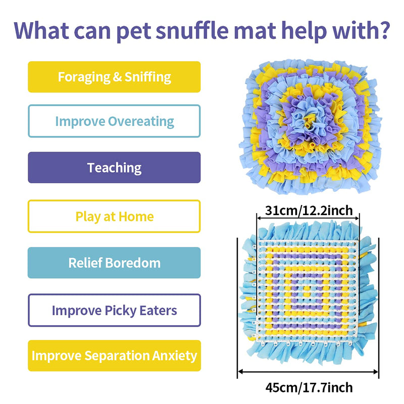 LIVEKEY Pet Snuffle Mat for Dogs, Dog Feeding Mat, Nosework Training Mats for Foraging Instinct Interactive Puzzle Toys Yellow&Blue&Purple - BeesActive Australia