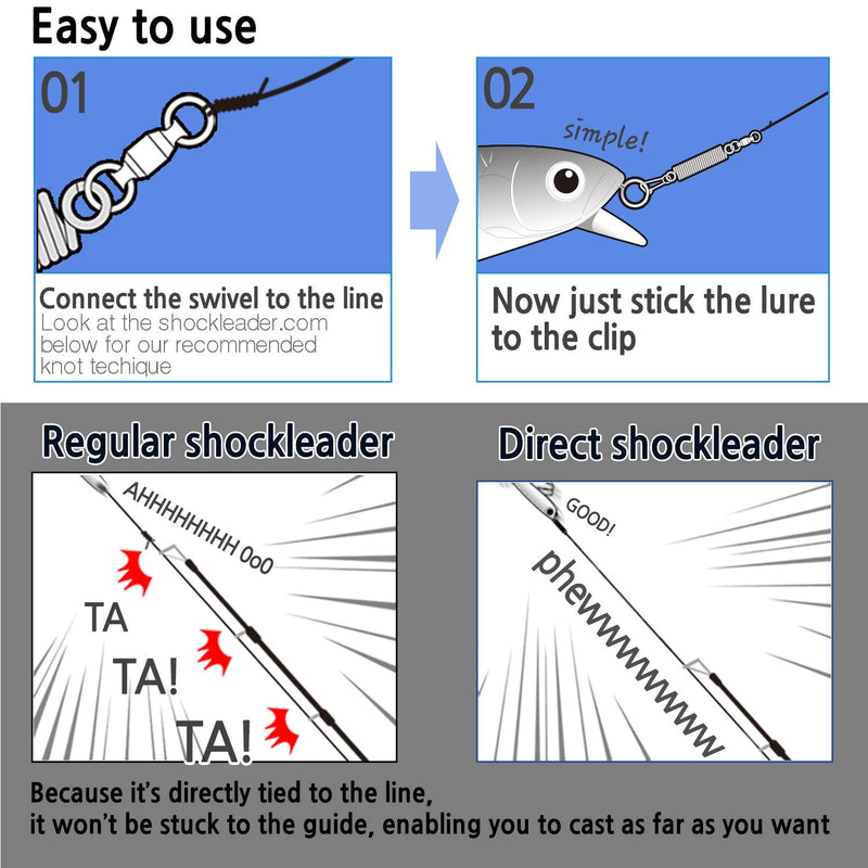 Monofilament Shock Leader Line is no Needed Direct Shock Leader Fishing Line Freshwater Saltwater Fishing Tackle One-Touch Snap Swivel Bass Seabass Tuna Kingfish GT Pike Lure Fishing #7 - BeesActive Australia
