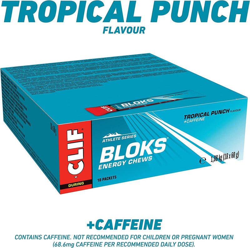 CLIF Bar Bloks Energy Chews Tropical Punch with Caffeine Sports Supplements, 60 g (Tropical - 3 Packs) - BeesActive Australia