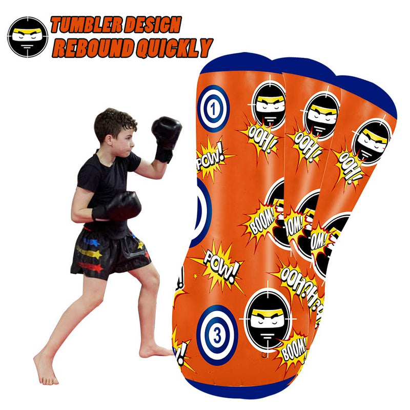 TUOWEI Kids Punching Bag, Inflatable Punching Bag for Kids Free Standing Punching Bag with Stand Boxing Bag Set(2 Sides) - BeesActive Australia