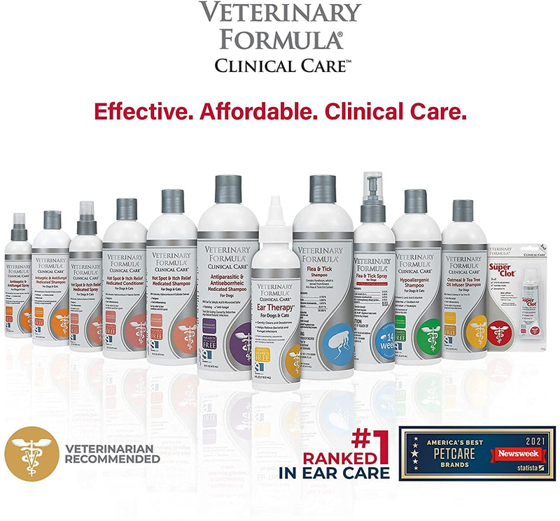 Veterinary Formula Clinical Care Ear Therapy, 4 oz. – Medicated Ear Drops to Help Relieve Bacterial and Fungal Infections in Dogs and Cats – Cleans and Deodorizes – 3 Pack - BeesActive Australia