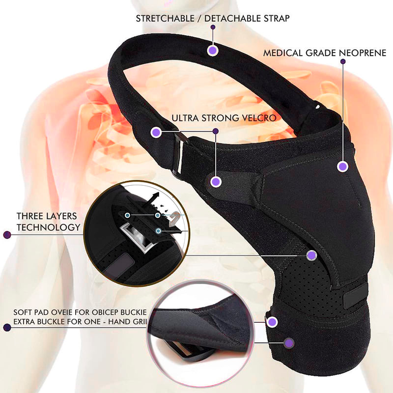 Shoulder Brace for Men and Women, Reusable Shoulder Ice Pack Wrap Adjustable Shoulder Strap Sling Compression Sleeve Stability Support for Arms Tendonitis, Dislocation, Left and Right Rotator Cuff Arm Joint Pain Relief- Hot/Cold Therapy Cool Gel Wrap - BeesActive Australia