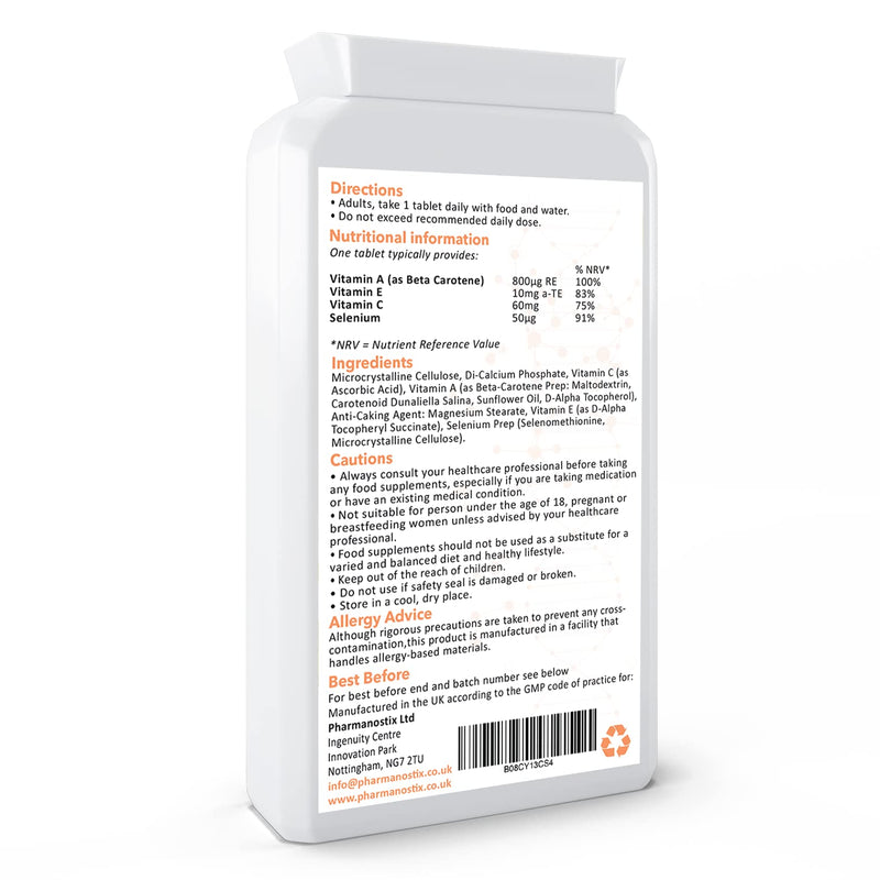 Selenium ACE with Vitamins A, C & E � 365 Vegan Tablets � 12 Month Supply � for Maintenance of Normal Hair, Nails & Immune System � Made in UK - BeesActive Australia