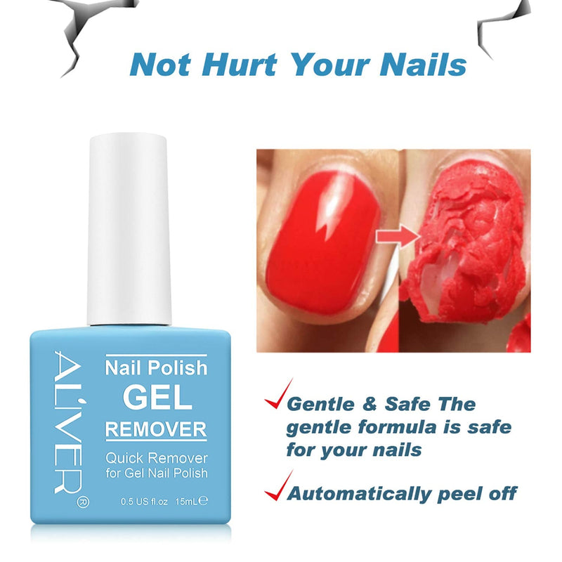 Gel Nail Polish Remover(15ML) - Professional Removes Nail Polish in 3-5 Minutes, Quickly & Easily, Not Hurt Nails with 1 PCS Cuticle Pusher + 1 PCS Nail Polish Scraper 0.52 Ounce (Pack of 1) - BeesActive Australia