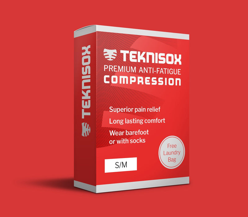 TEKNISOX Foot Compression Socks for Support and Fast Pain Relief from Plantar Fasciitis, Arthritis in Feet, Painful Heels and Arches. Black S-M - BeesActive Australia
