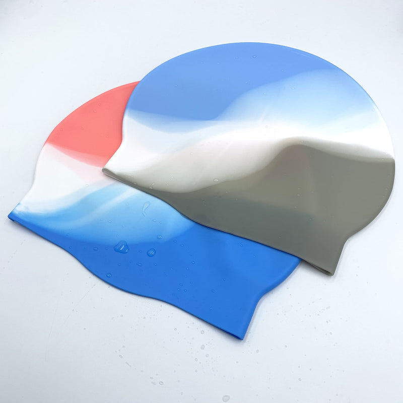 2Pack Durable Silicone Swim Cap for Women and Men, Adults Youth Long Short Hair Universal Swimming Caps, 2 Colors - BeesActive Australia