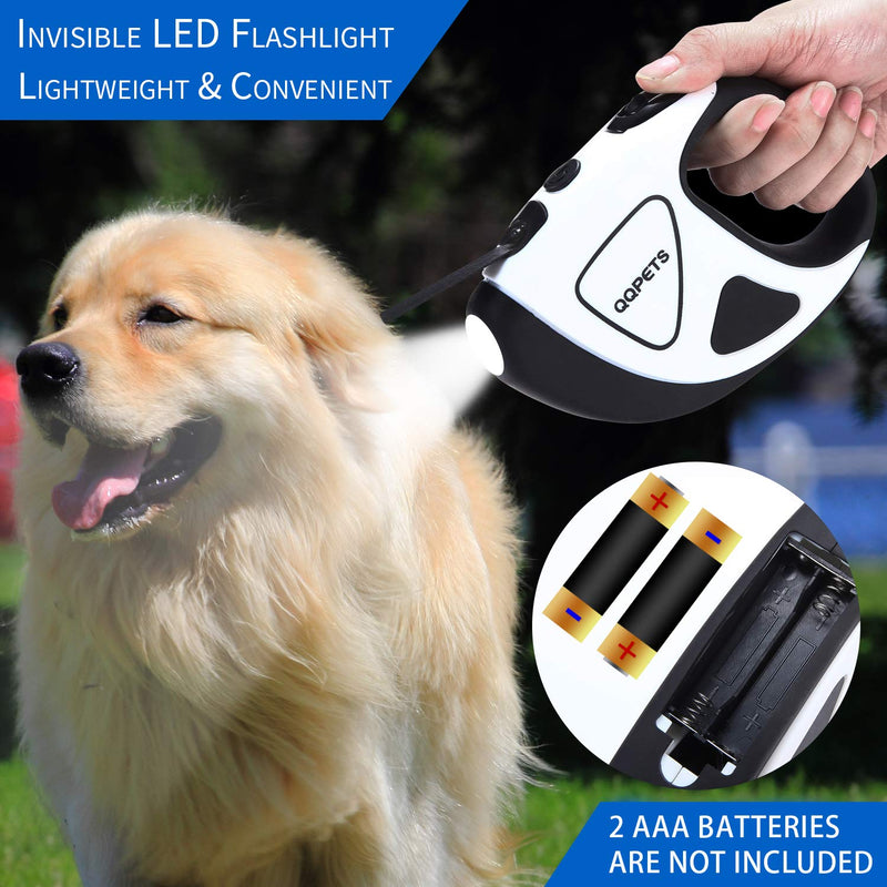 Retractable Dog Leash with Bright LED Flashlight, 16 ft Dog Safety Walking Leashes for Small Medium Large Dogs up to 110 lbs,Tangle Free, Anti-Slip Comfort Grip Large- 16 ft up to 110 lbs White - BeesActive Australia