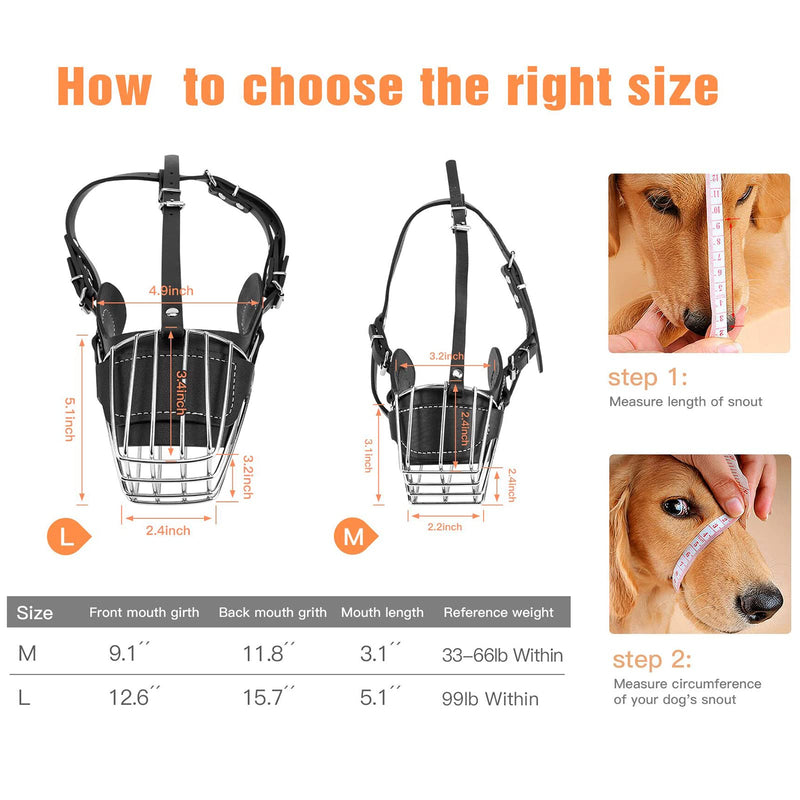 Dog Muzzle, Dog Metal Face Basket, Dog Mouth Breathable Adjustable Leather Leash Suitable for Large Medium-Sized Dogs L - BeesActive Australia