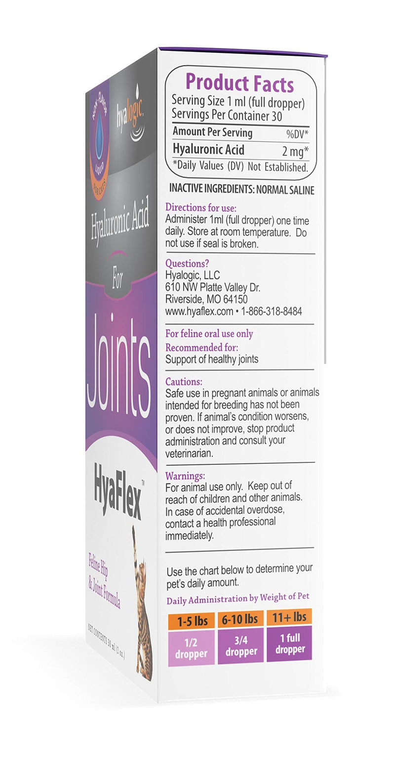 Cat Joint Supplement, Hyalogic Hyaluronic Acid Cat Supplements– 30-60 Day Supply, 1oz HA, Cartilage Supplement, Hip & Joint Supplement - Cat Health Supplies, W/ No Fuss Liquid Dropper - BeesActive Australia