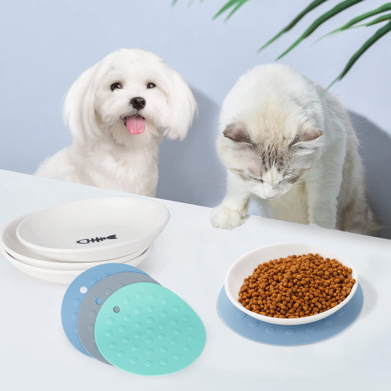 Ceramic Cat Food Plates: Cat Wet Food Bowls Cat Feeding Wide Bowls to Stress Relief of Whisker Fatigue Cat Dishes White & Black - BeesActive Australia