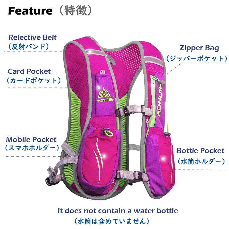 TRIWONDER Hydration Pack Water Backpack 5.5L Outdoors Trail Marathon Running Race Cycling Hiking Hydration Vest 01 Rose Red 5.5L - Only Vest - BeesActive Australia