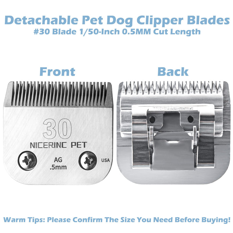 Detachable Pet Clipper Blades Compatible with Most Oster A5&Wahl KM Series Clippers, Dog Clippers for Grooming, Andis Clippers #30:1/50"(0.5mm) - BeesActive Australia