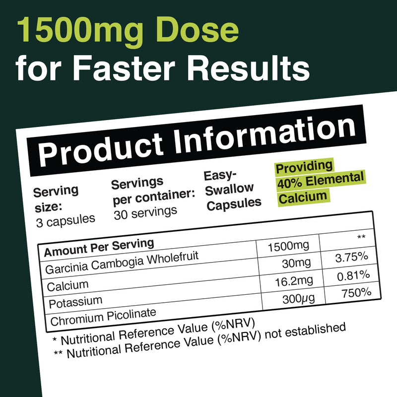 Garcinia Cambogia - 90 Capsules - 1500mg Daily Dosage - Premium Quality Supplement - UK FORMULATED - Vegetarian & Vegan Suitable - Optimum Strength For Maximum Results - Garcinia Clean For Men & Women 90 Count (Pack of 1) - BeesActive Australia