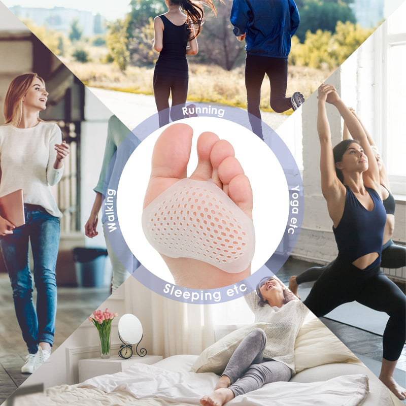 Sibba Foot Pads Cushions 4 Pairs Elastic Silica Gel Bottom Heels Feet Protector Inserts Callus Metatarsal Pain Relief Bunion Forefoot Cushioning - BeesActive Australia