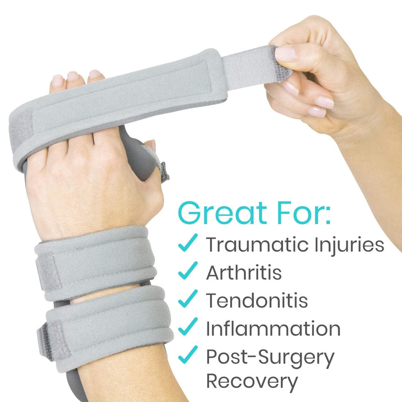 Vive Resting Hand Splint - Night Immobilizer Wrist Finger Brace - Thumb Stabilizer Wrap - for Arthritis, Tendonitis, Carpal Tunnel Pain - Functional Support for Sprains Fractures (Left (Small), Grey) Left (Small) - BeesActive Australia