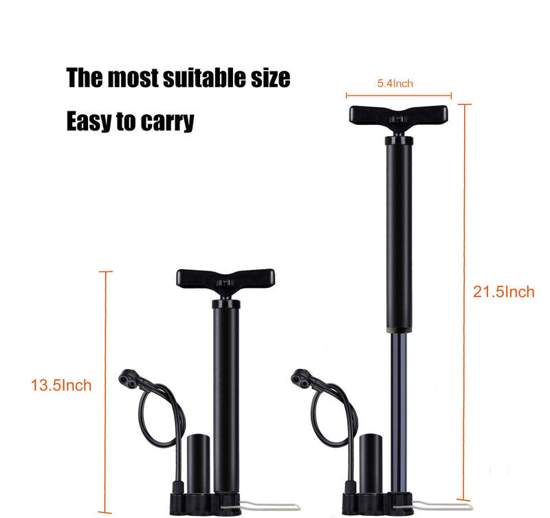 VIMILOLO Bike Pump Portable, Ball Pump Inflator Bicycle Floor Pump with high Pressure Buffer Easiest use with Both Presta and Schrader Bicycle Pump Valves-160Psi Max - BeesActive Australia