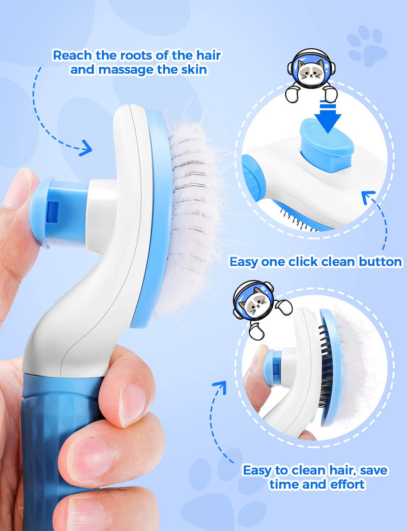 Cat Grooming Glove Brush, RIFNEEIM Pet Deshedding Glove with Self Cleaning Slicker Brush, Efficient Pet Hair Remover Massage Tool with Enhanced Five Finger Design for Cat Dog - BeesActive Australia
