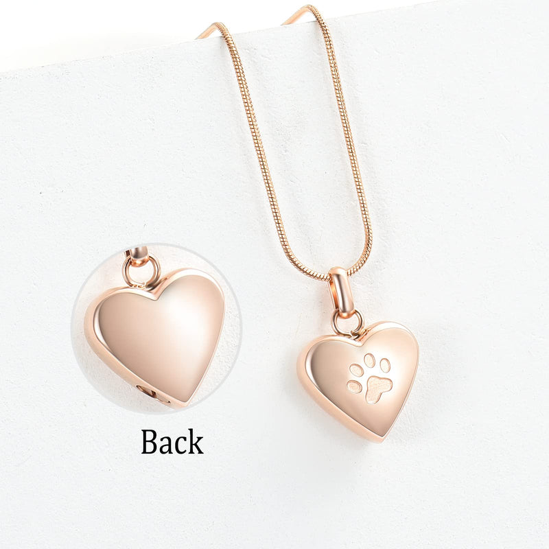 zeqingjw Pet Cremation Jewelry for Ashes Pendant Paw Print Pet Heart Urn Necklace Memorial Keepsake Jewelry for Pet/Dog's/Cat's Ashes 2PCS Silver+Rose Gold - BeesActive Australia