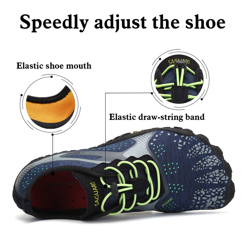 SAGUARO Mens Barefoot Minimalist Shoes Athletic Hiking Water Shoes for Aqua Swimming Trail Running 10.5 Blue - BeesActive Australia