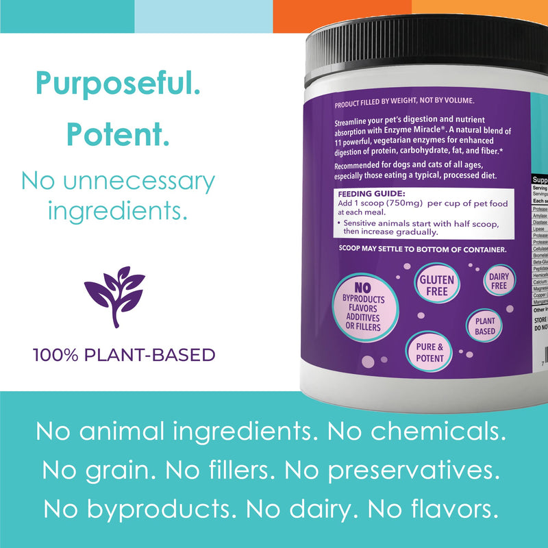 Enzymes for Dogs & Cats - Enzyme Miracle - Systemic & Digestive Enzyme Formula - Powder - 364 Servings - Vegetarian - BeesActive Australia