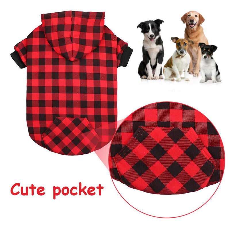 Mtliepte Red Plaid Dog Hoodie Sweater for Dogs Pet Clothes with Hat and Pocket XL - BeesActive Australia