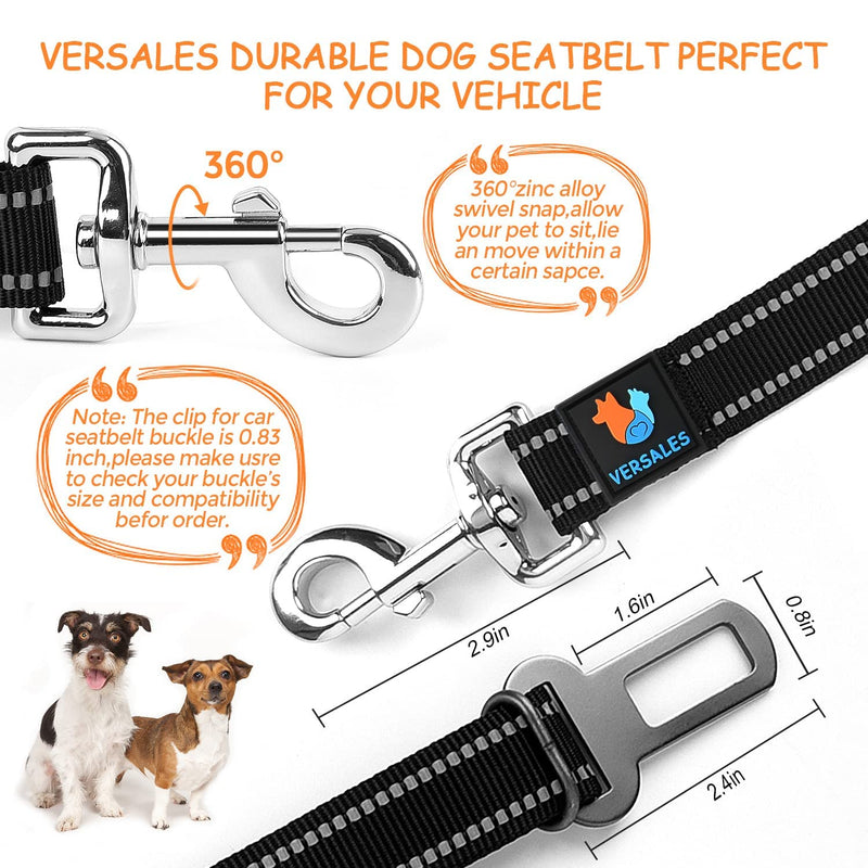 VERSALES Dog Seatbelt, Dog Seat Belt, Adjustable Dog Car Seat Belt Harness for Dogs, Reflective Dog Seatbelt Tether for Travel Use Black(2 Pack) - BeesActive Australia