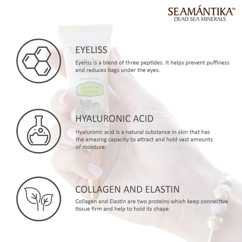 Puffy Eyes Treatment Instant results – Naturally Eliminate Wrinkles, Puffiness, Dark Circle and Bags in Minutes – Hydrating Eye Cream w/ Green Tea Extract, Dead Sea Minerals by SEAMANTIKA – .8 oz - BeesActive Australia