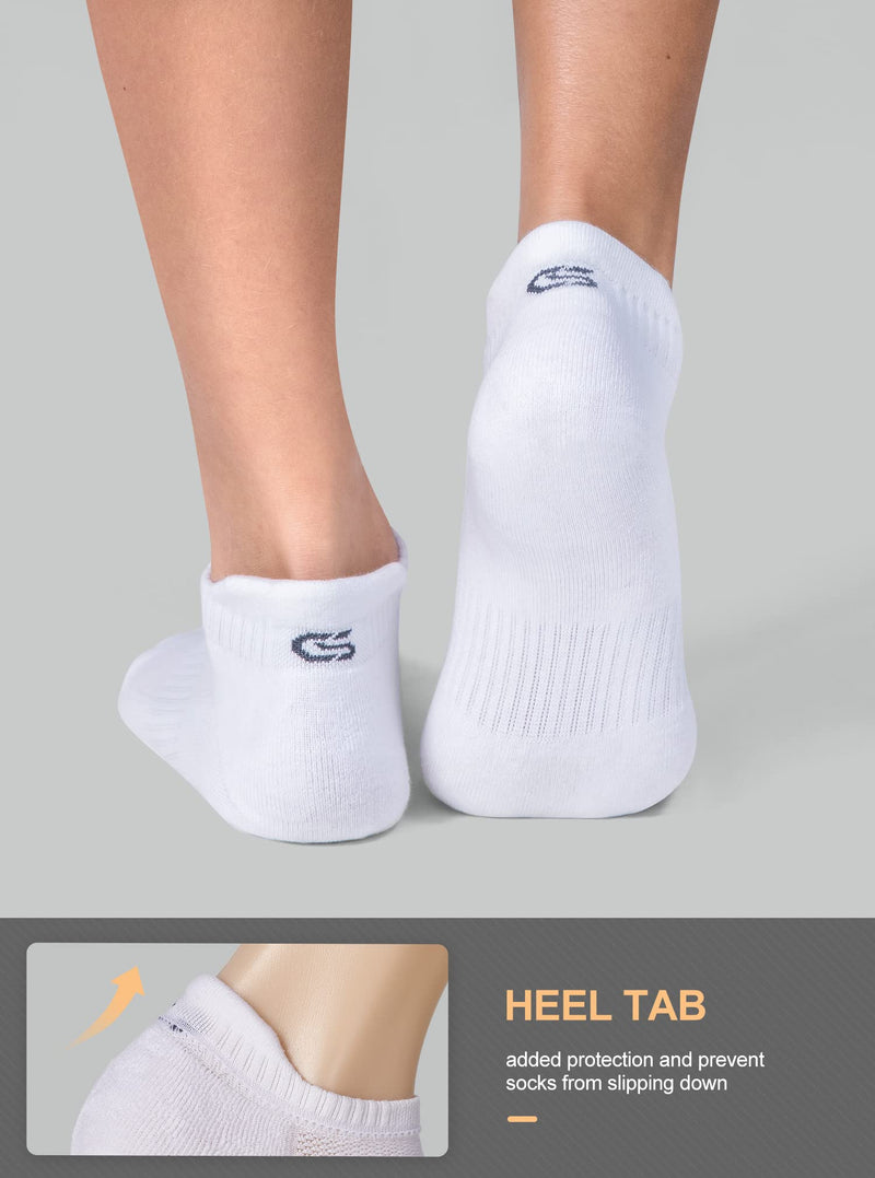 CelerSport Ankle Athletic Running Socks Low Cut Sports Tab Socks for Men and Women (6 Pairs) White Small - BeesActive Australia