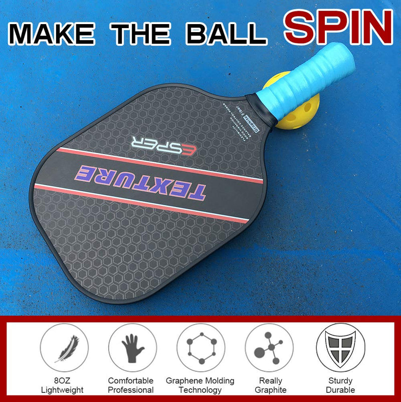 [AUSTRALIA] - Pickleball Paddle Graphite for Spin Textured Granular Surface Pickleball Racquet Lightweight Polymer Honeycomb Composite Core Pickleball Paddles 8OZ Ultra Cushion Grip Indoor Outdoor with Cover Gift 