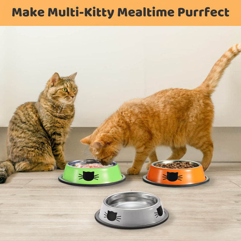 Legendog 3PCS Pet Bowl Stainless Steel Non-Skid Base Dog Bowl Cat Bowl with 2 Food Scoop Multicolor - BeesActive Australia