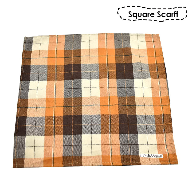 Bubblepup Plaid Dog Scarf/Dog Bandana, Cotton Dog Bandana for Small Medium Large Dogs, Dog Kerchief, 1PC Square Dog Scarf Dog Triangle Bibs Brown&Beige - BeesActive Australia