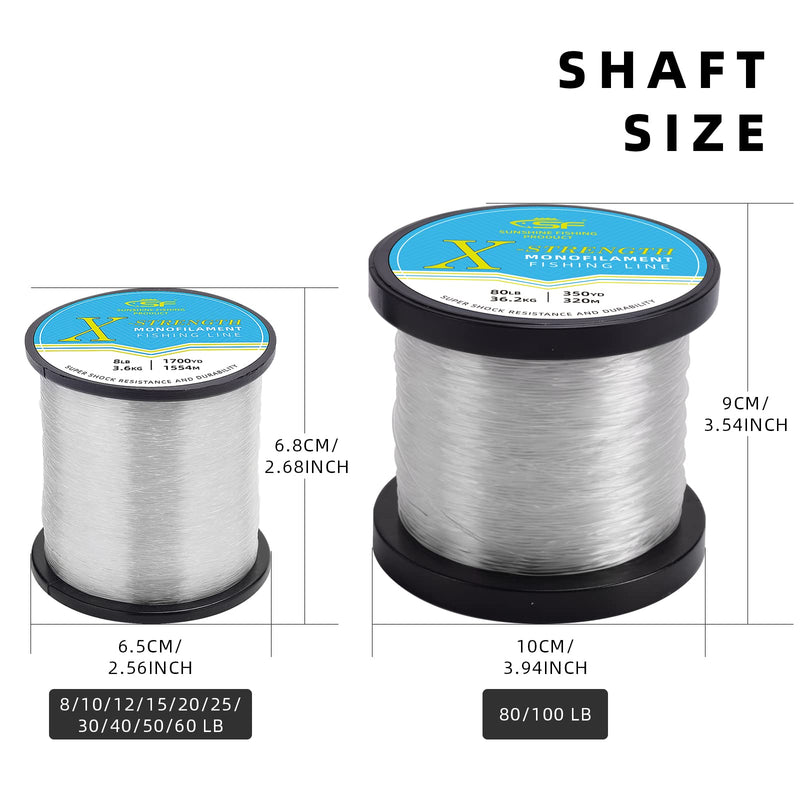 SF Monofilament Fishing Line with Spool Strong Mono Nylon Leader Line 8/10/12/15/20/25/30/40/50/60/80/100LB Clear/Green Fishing Wire Saltwater Freshwater for Hanging Decorations Sewing Craft Balloons 8LB/0.27mm/1700Yds - BeesActive Australia
