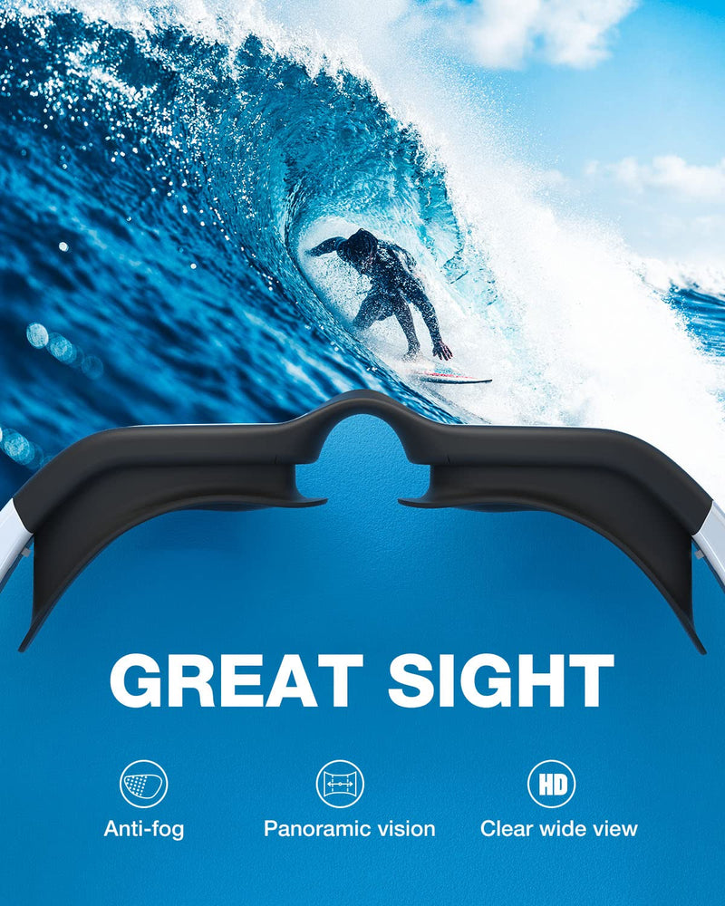 ZIONOR Swim Goggles, 2 Packs G1 Polarized Swimming Goggles for Adult/Men/Women Polarized Blackwhite & Allblackblue - BeesActive Australia