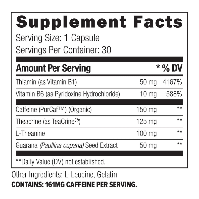 UMZU Miracle Morning - Natural Energy Supplement - Support Focus, Productivity & Cognitive Performance, Caffeine & Teacrine, Boost Energy, Mood, & Cognitive Performance - (30 Day Supply 30 Capsules) - BeesActive Australia