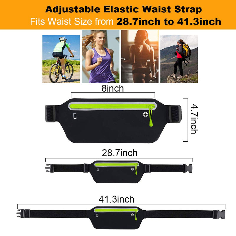 Slim Running Belt Fanny Pack,Fitness Workout Exercise Waist Bag Pack Compatible with iPhone 13 12,Light Runners Belt Travel Money Belt for Men Women… Black1 - BeesActive Australia