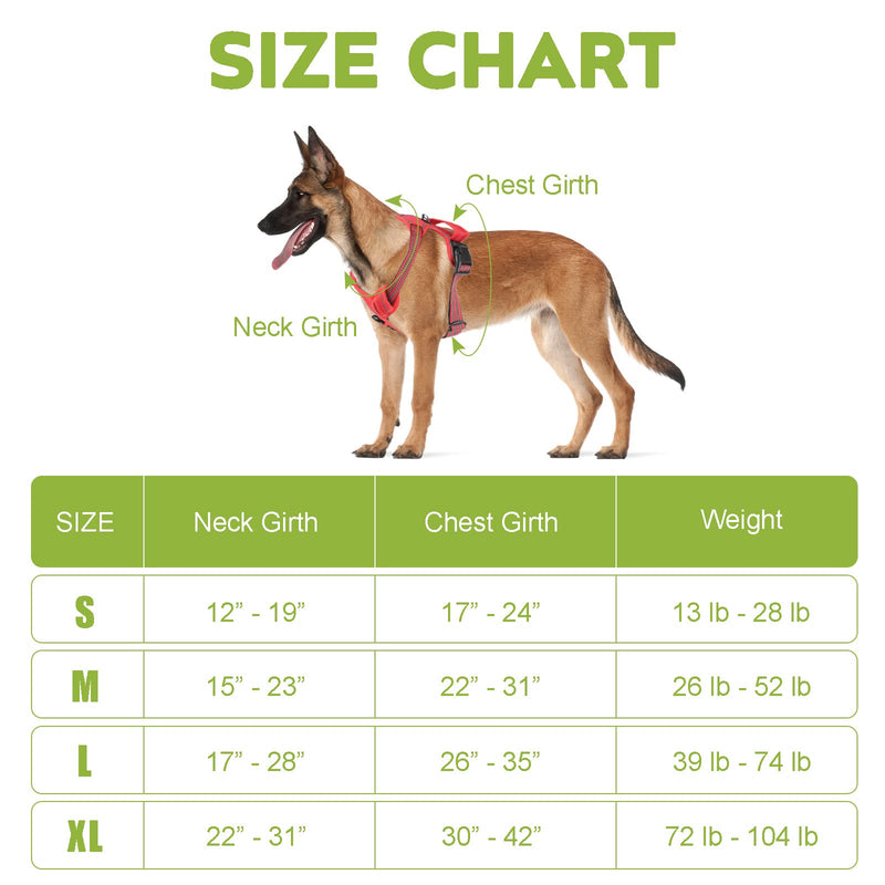 No Pull Dog Harness for Small Medium Large Dogs Adjustable Reflective Pet Vest with Front Clip Padded Harness for Dogs Easy Control Handle Best for Outdoor Training and Walking S Red - BeesActive Australia