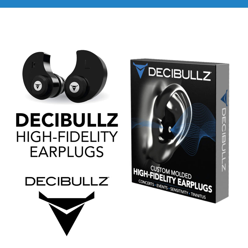 Decibullz Custom-Molded High Fidelity Earplugs, Hearing Protection for Concerts, Musicians, Drummers, and The Sensory Disabled, Black - BeesActive Australia