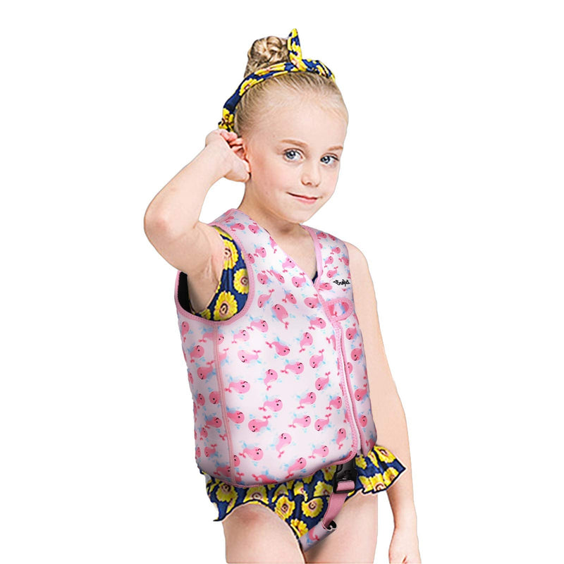 Boglia Kids Swim Vest, Floaties for Toddlers, Kid swimjacket Floation Swimsuit Swimwear with Adjustable Safety Strap for Unisex Children S(Age Recommend 1-3 Years) Whale Pink - BeesActive Australia