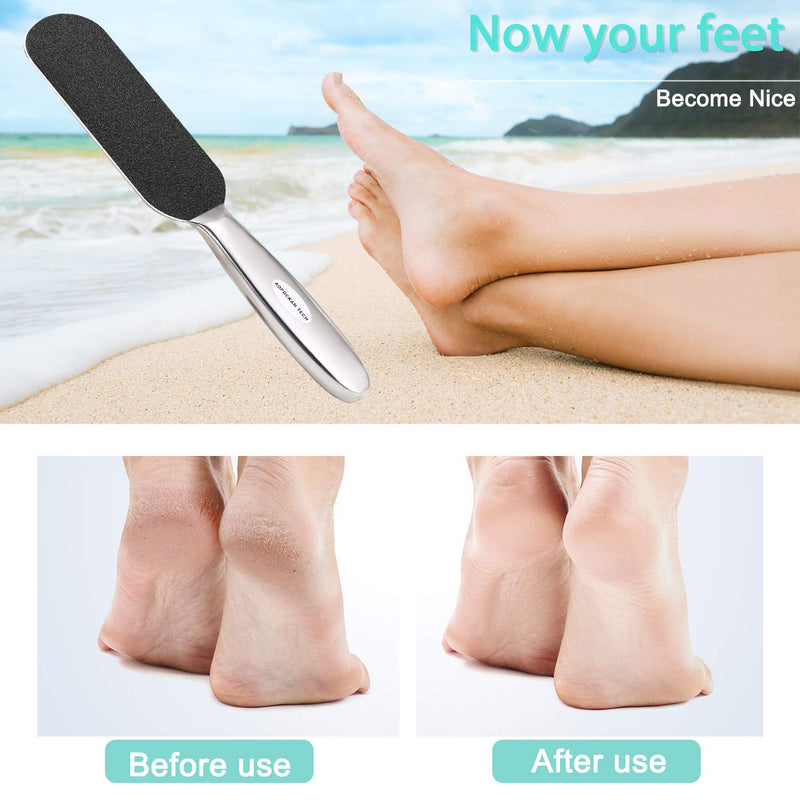 Professional Pedicure Foot File, Coarse/Fine Double Side and Reusable Stainless Steel Cracked Skin Corns Callus Remover Feet Rasp - BeesActive Australia