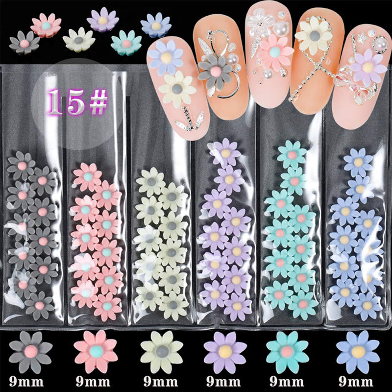 72 pcs Floral Nail Art Decal Sticker Supplies 3D Colorful Mixed Resin Flower Shape Flat Design DIY Nail Studs Jewelry Charms Decoration Accessories for Women Girl - BeesActive Australia
