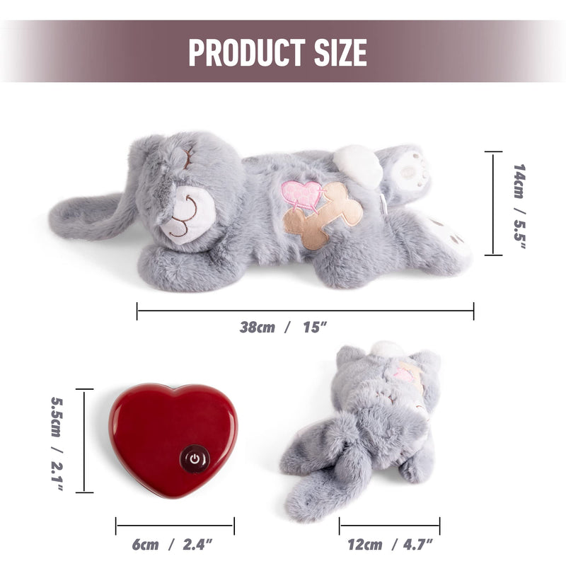 PetPrime Dog Heart Beat Puppy Plush Rabbit Toy - with Warmer Bag Pet Soft Anxiety Puppy Relief Toy for Puppy Dogs Heartbeat Stuffed Animal Puppy Sleeping Buddy Anxiety Dog Toy Gray Rabbit - BeesActive Australia