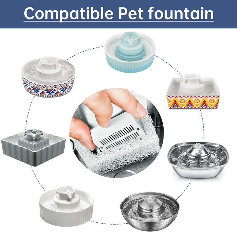 Cat Water Fountain Replacement Filters, 8 Pack Cat Fountain Carbon Filters and 2 Pack Foam Filters for Ceramic Pet Drinking Fountain and Stainless Steel Pet Water Fountain 8+2 Pack - BeesActive Australia