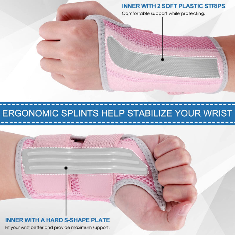 Wrist Brace for Carpal Tunnel, Night Wrist Sleep Support Splint with Compression Sleeve Adjustable Straps for Pain Relief, Arthritis, Tendonitis, Fitness (Left Hand-Pink, L/XL (Pack of 1)) Pink L/XL-Left Hand (Pack of 1) - BeesActive Australia