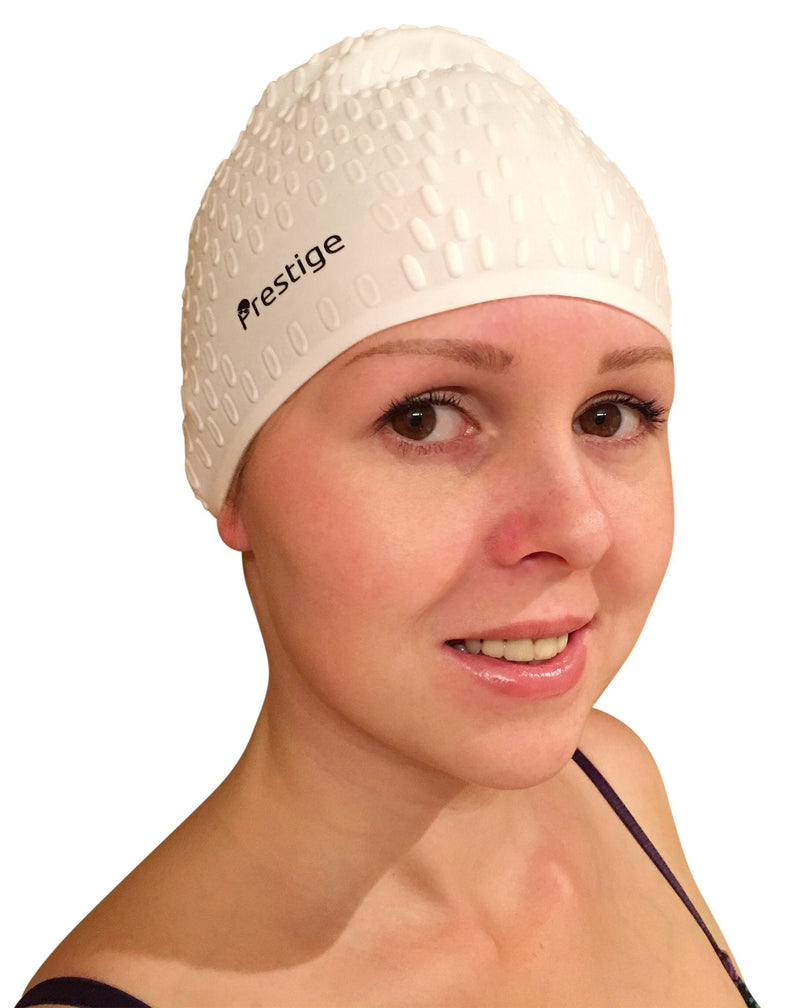 Premium Bubble Silicone Swimming Cap - Short, Medium & Long Hair - Water Drop Design Suitable for Men Women Adults Children Boys Girls! Blue - BeesActive Australia