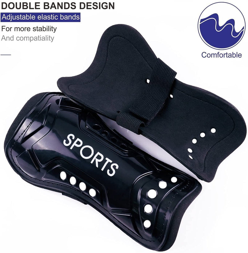 Geekism Sport Soccer Shin Guards Youth - 2 Pair 3 Sizes Shin Pads Child Calf Protective Gear 3-15 Years Old Girls Boys Toddler Kids Teenagers 1 Pack Blue + 1 Pack Black Shin Guards S 3'3 - 3'10 Tall - BeesActive Australia